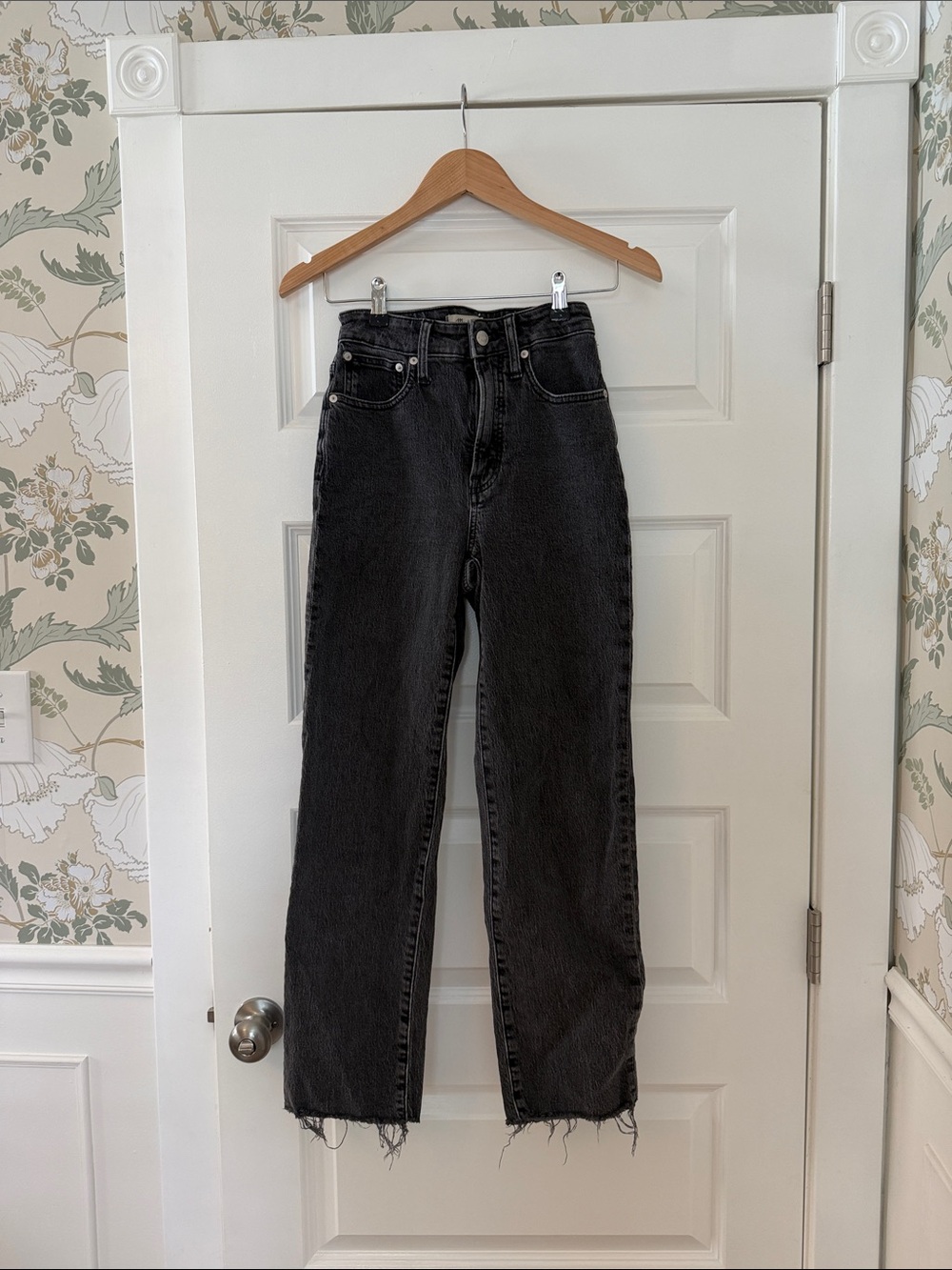 Madewell Washed Black High-Rise Straight Leg Jeans